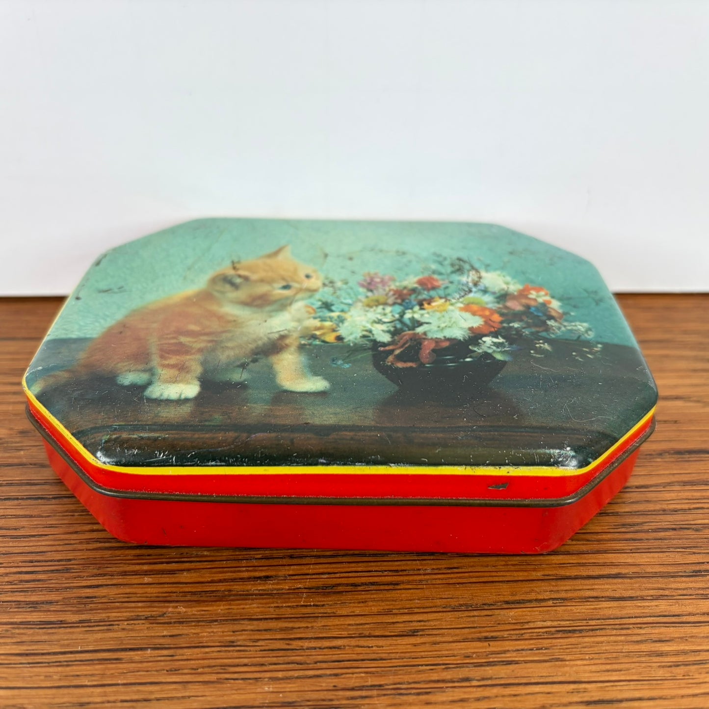 Vintage blikje rode kat