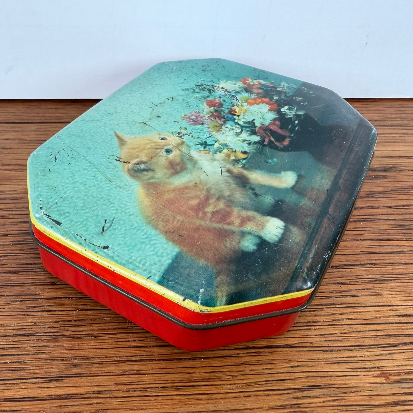 Vintage blikje rode kat