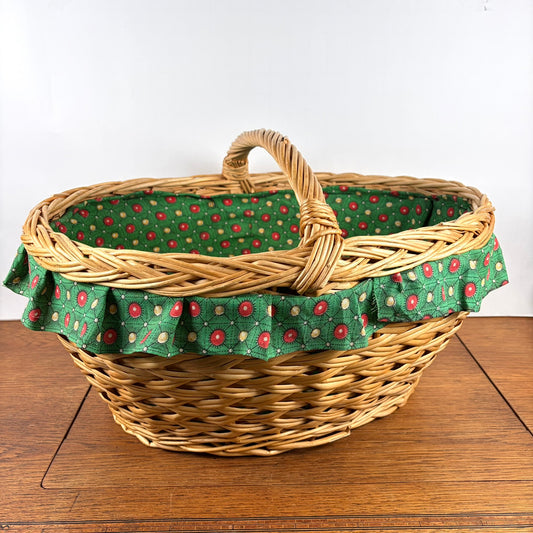 Vintage rieten mand met hengsel