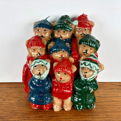 Vintage beren kerstkoor kaars