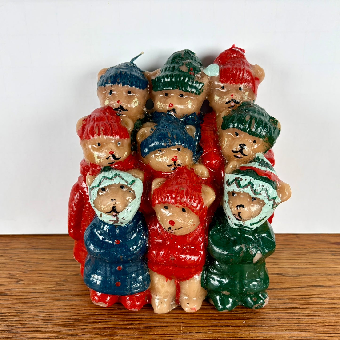 Vintage beren kerstkoor kaars