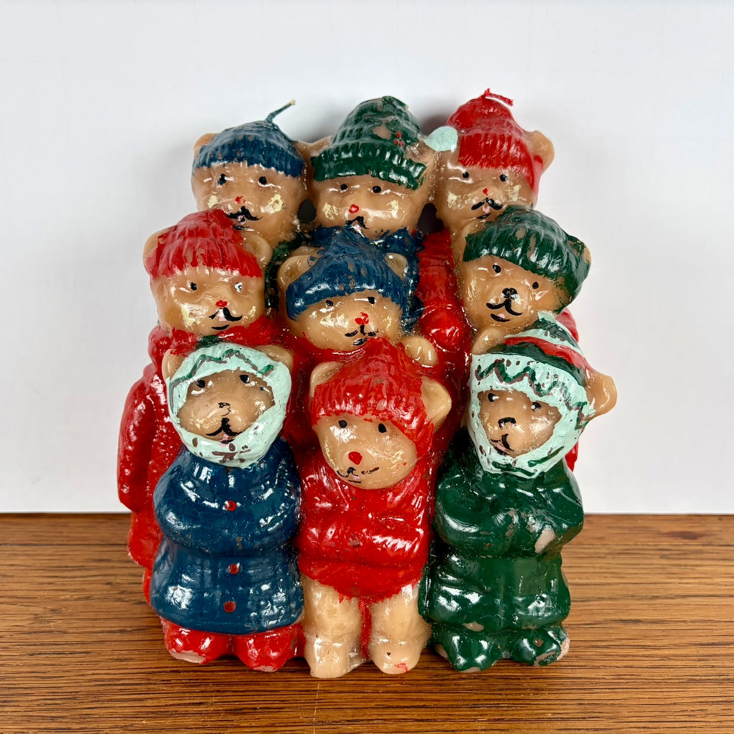 Vintage beren kerstkoor kaars