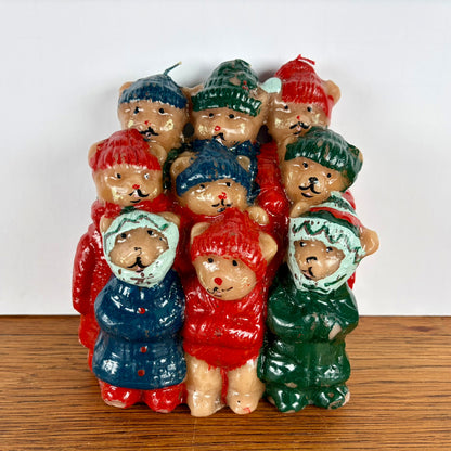 Vintage beren kerstkoor kaars