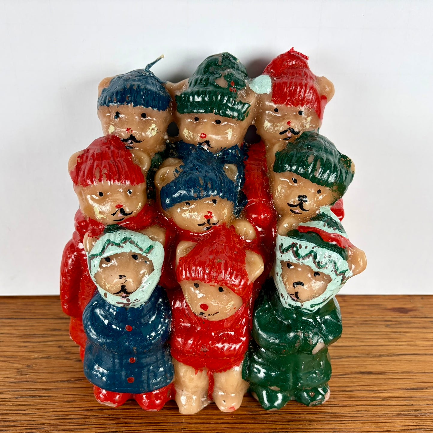 Vintage beren kerstkoor kaars