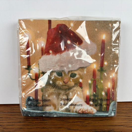 Kerst servetten kat