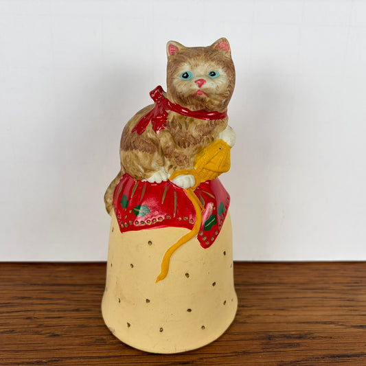 Keramieken kerstbel met kat