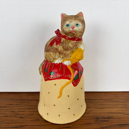 Keramieken kerstbel met kat