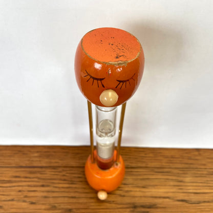Vintage houten zandloper gezicht