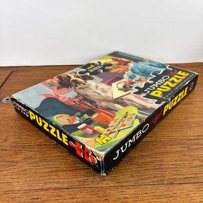 Vintage Jumbo puzzel meisje met hond 50 stukjes