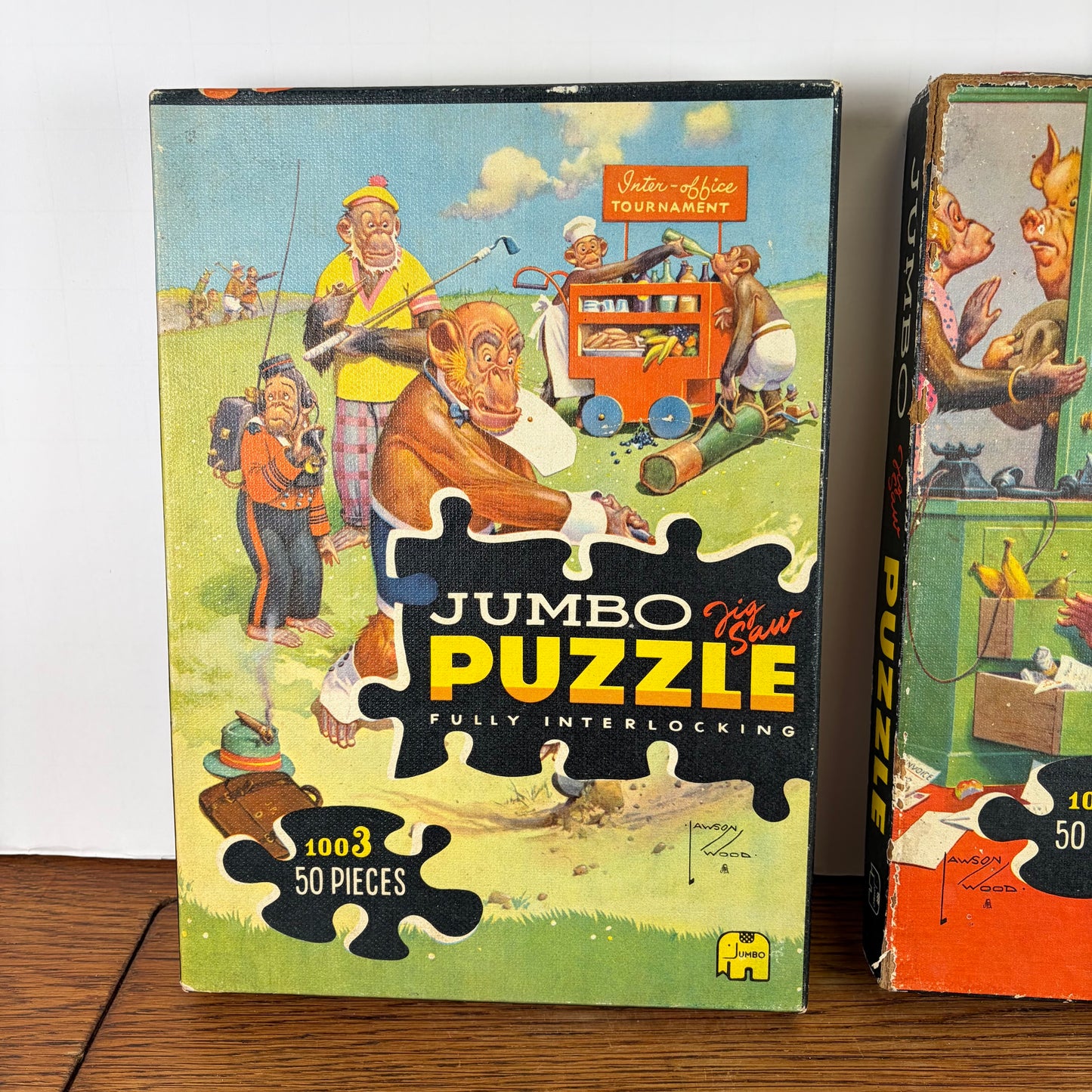 Vintage Jumbo puzzels apen, set van 3