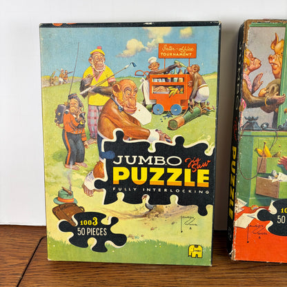 Vintage Jumbo puzzels apen, set van 3