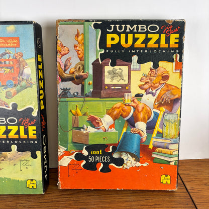 Vintage Jumbo puzzels apen, set van 3