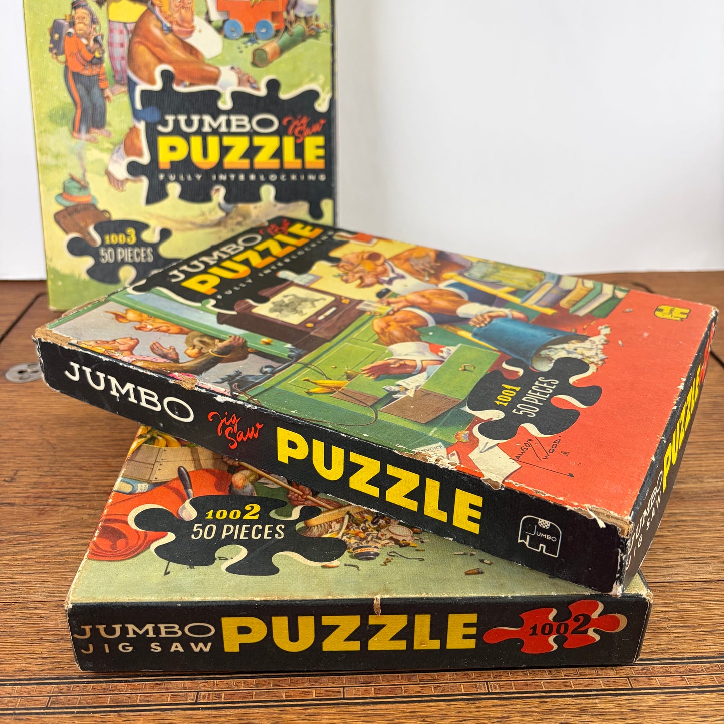 Vintage Jumbo puzzels apen, set van 3