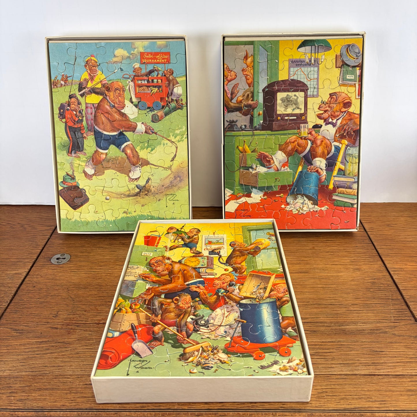 Vintage Jumbo puzzels apen, set van 3