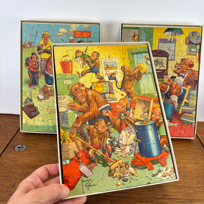 Vintage Jumbo puzzels apen, set van 3