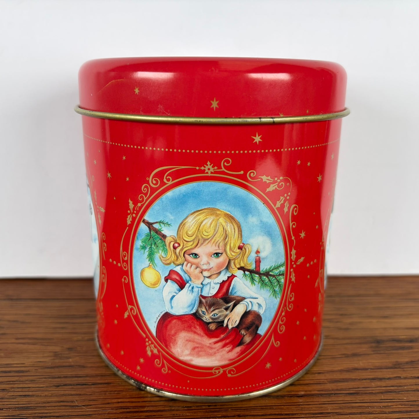 Rood kerst blikje Panetone