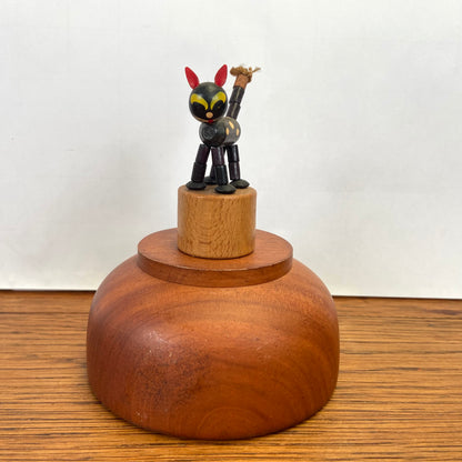 Vintage drukpoppetje kat zwart