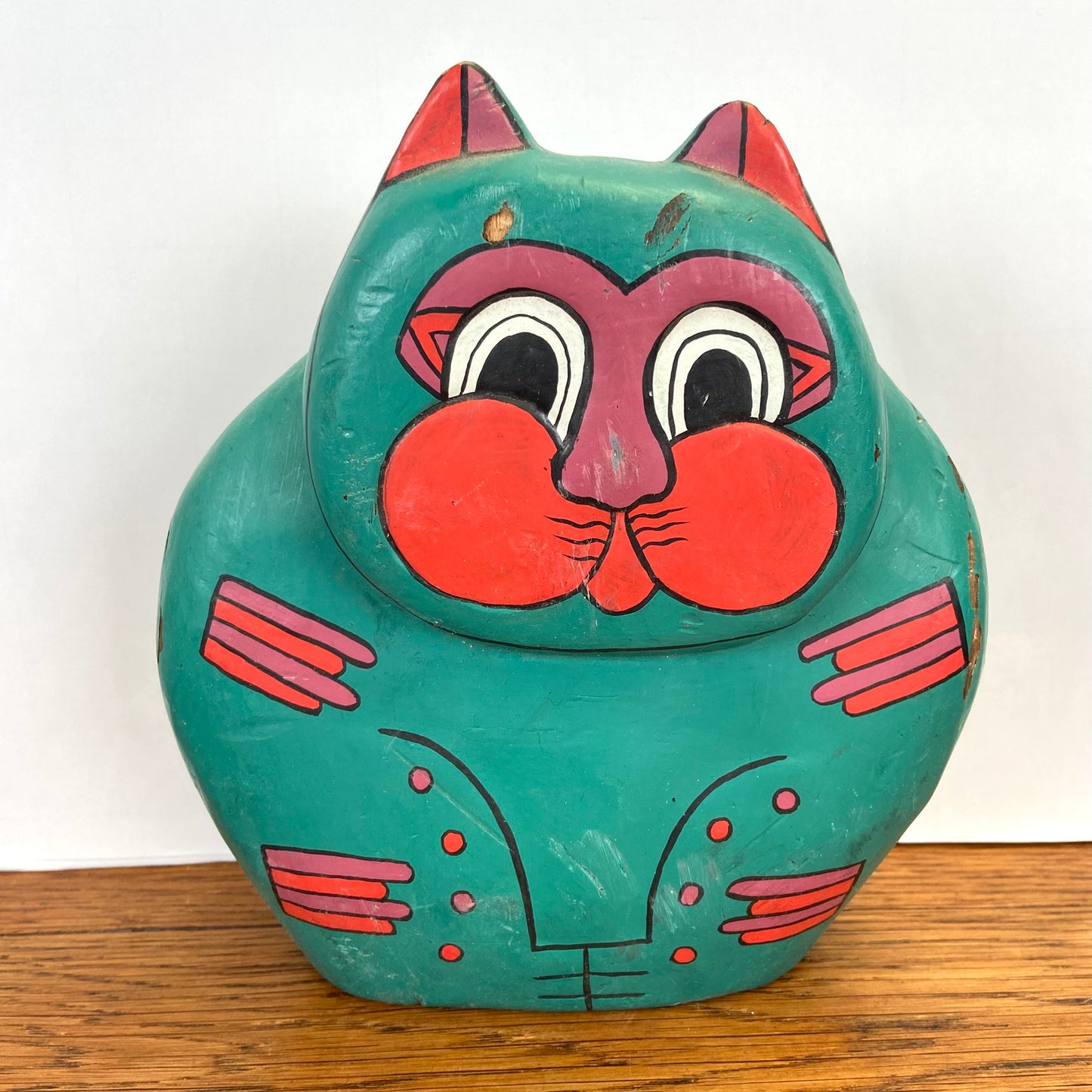 Vintage groene houten kat