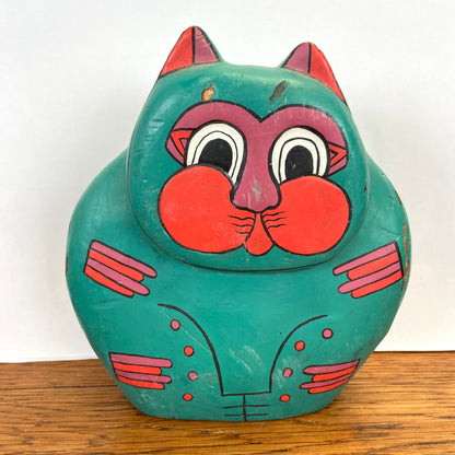 Vintage groene houten kat