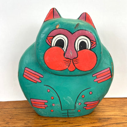 Vintage groene houten kat