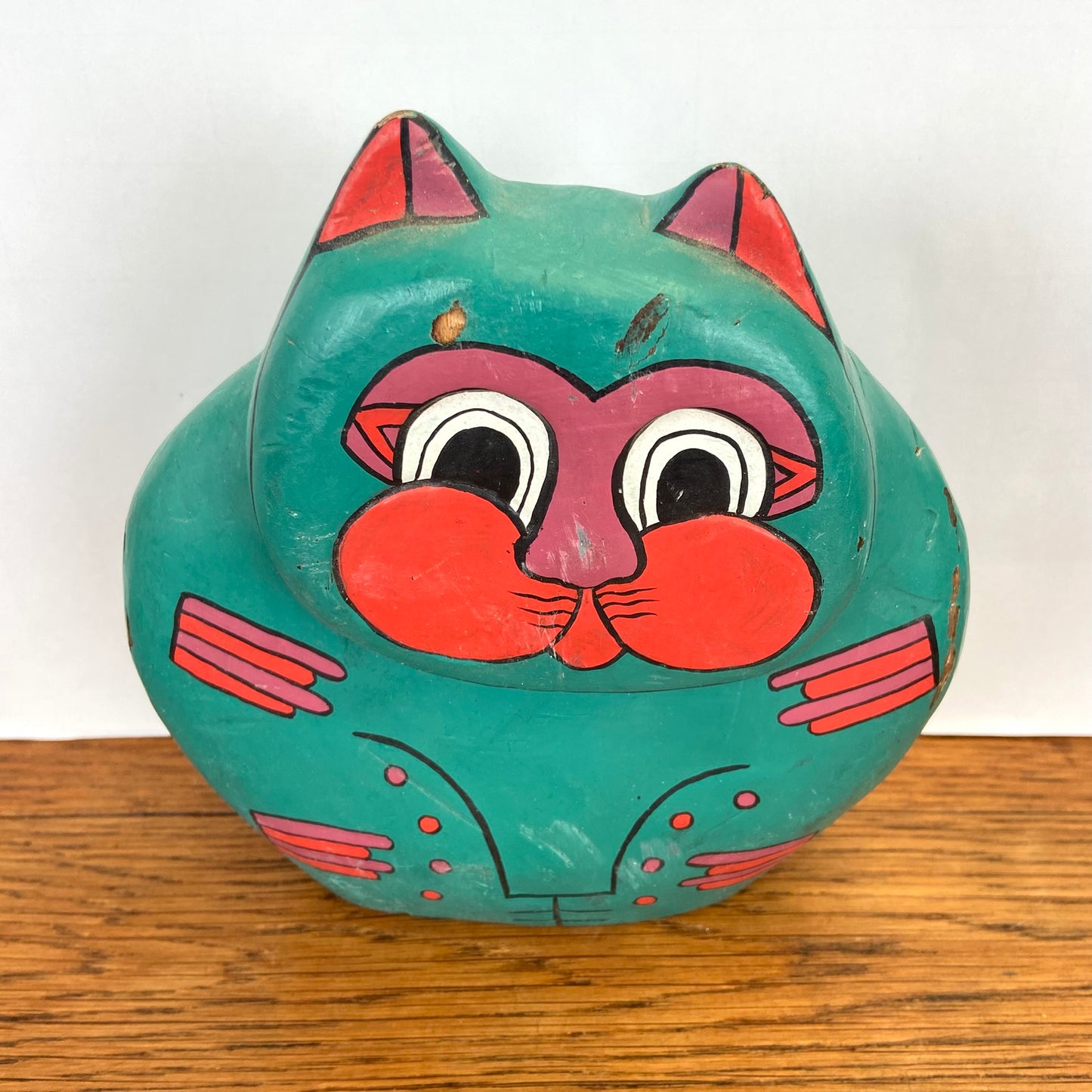 Vintage groene houten kat