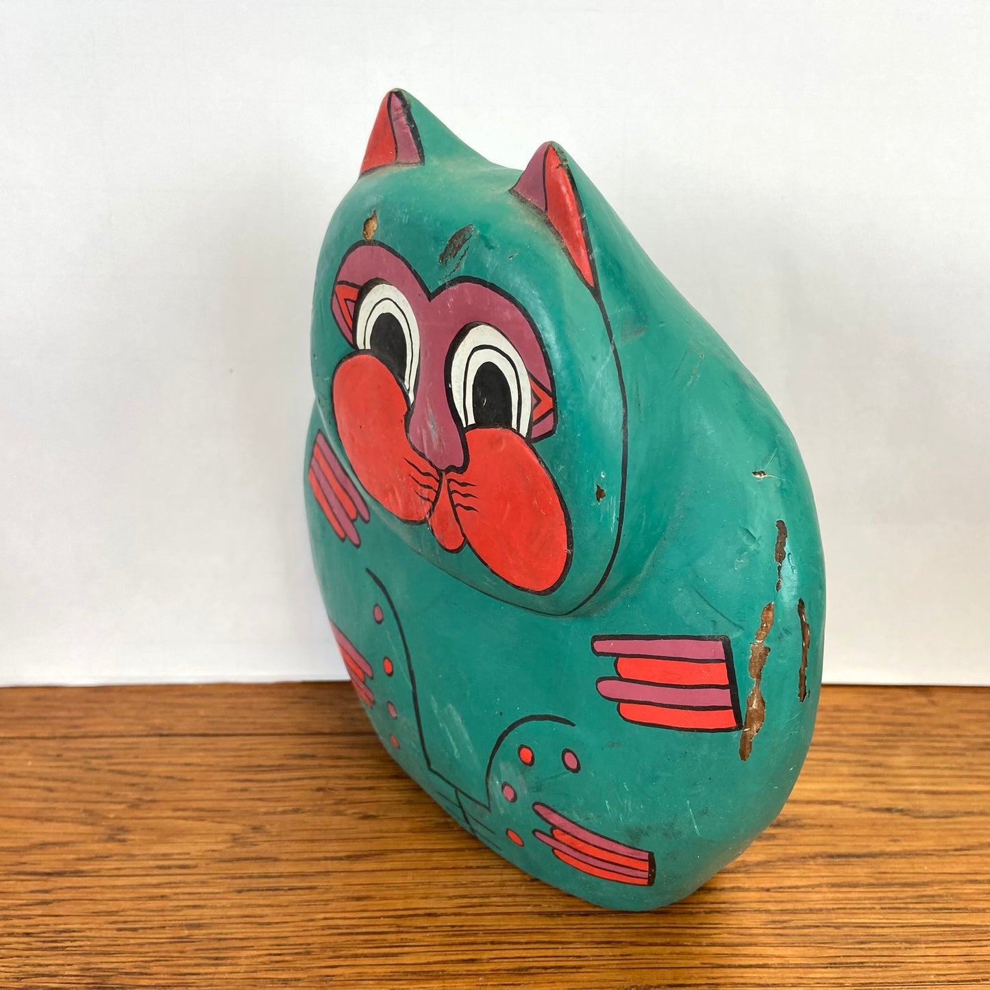 Vintage groene houten kat