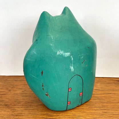 Vintage groene houten kat