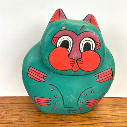 Vintage groene houten kat