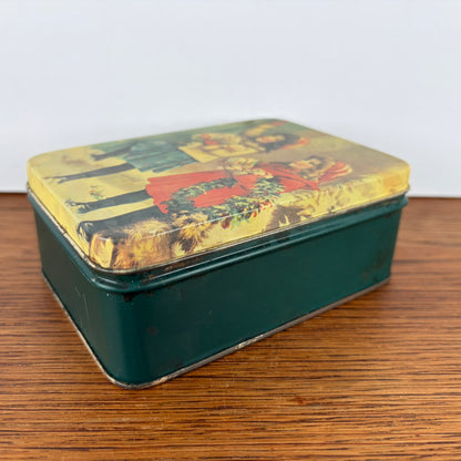 Vintage kerst blikje 2 meisjes