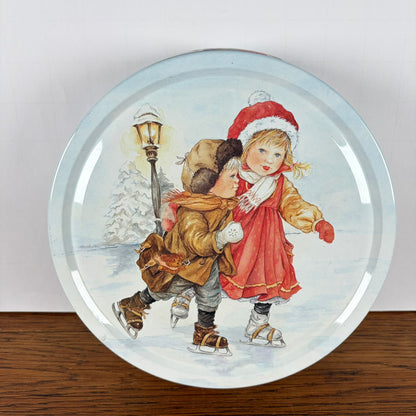 Ronde koekjestrommel schaatsen