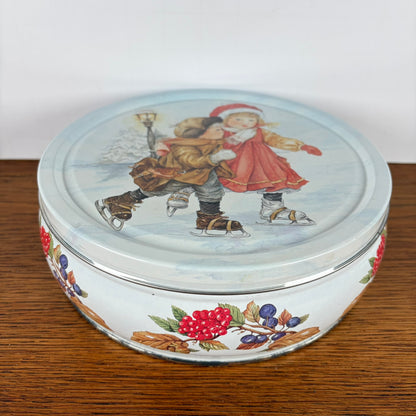 Ronde koekjestrommel schaatsen