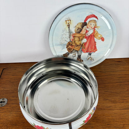 Ronde koekjestrommel schaatsen