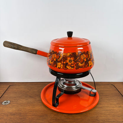 Vintage oranje fondueset