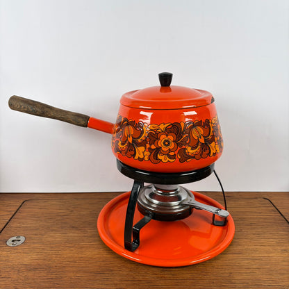 Vintage oranje fondueset