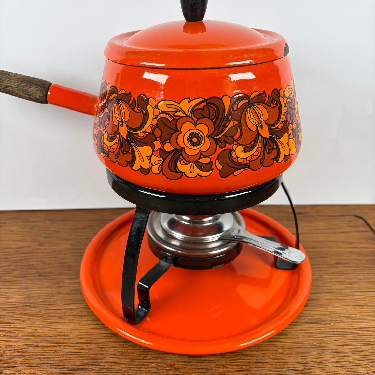 Vintage oranje fondueset