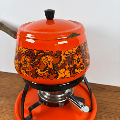 Vintage oranje fondueset