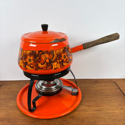 Vintage oranje fondueset