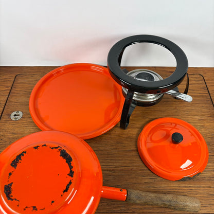 Vintage oranje fondueset