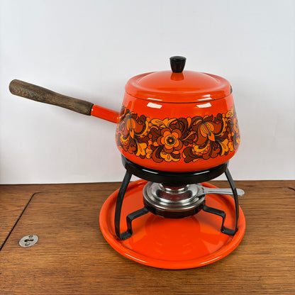 Vintage oranje fondueset