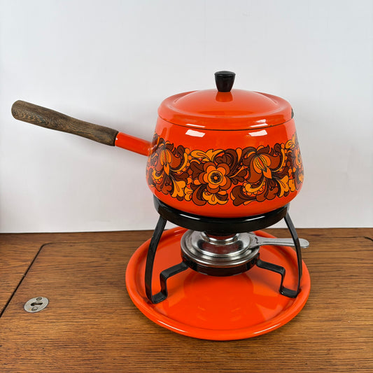 Vintage oranje fondueset
