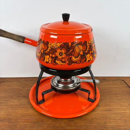 Vintage oranje fondueset