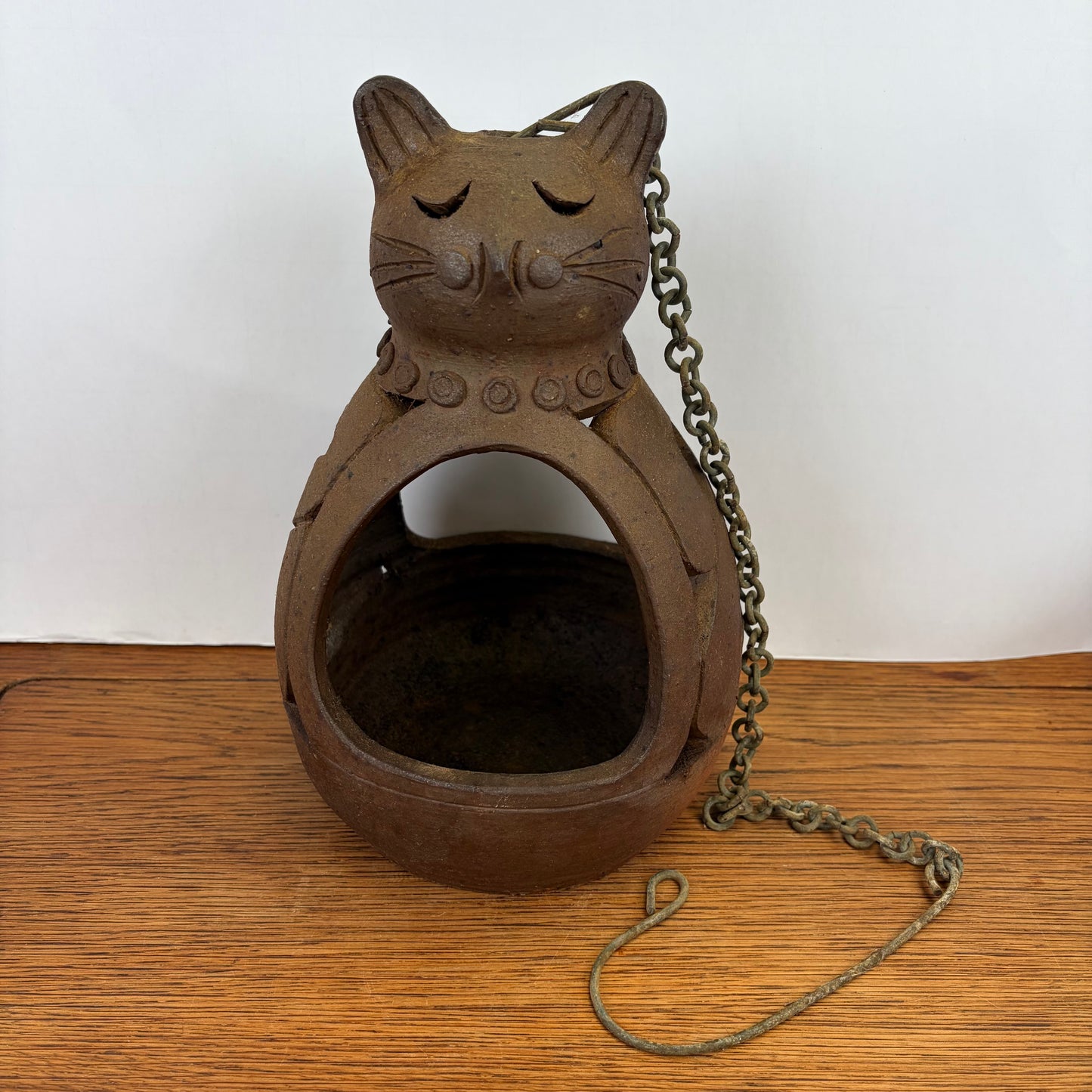 Vintage hangbloempot kat