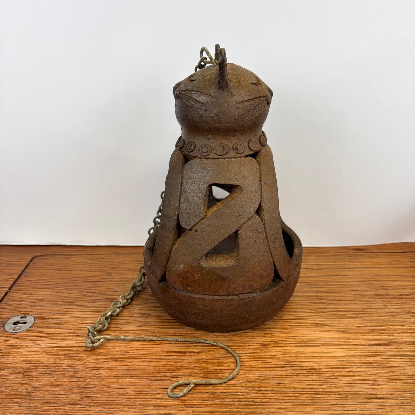 Vintage hangbloempot kat