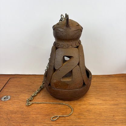 Vintage hangbloempot kat