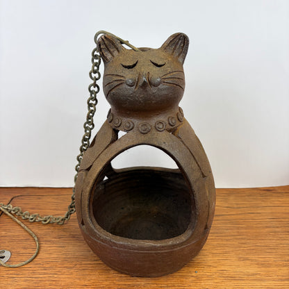Vintage hangbloempot kat