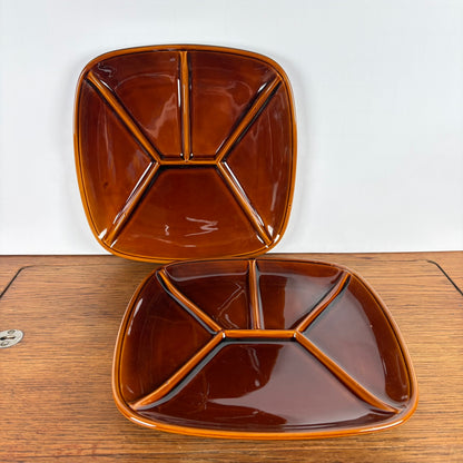 Set van 2 vintage vierkante gourmet borden