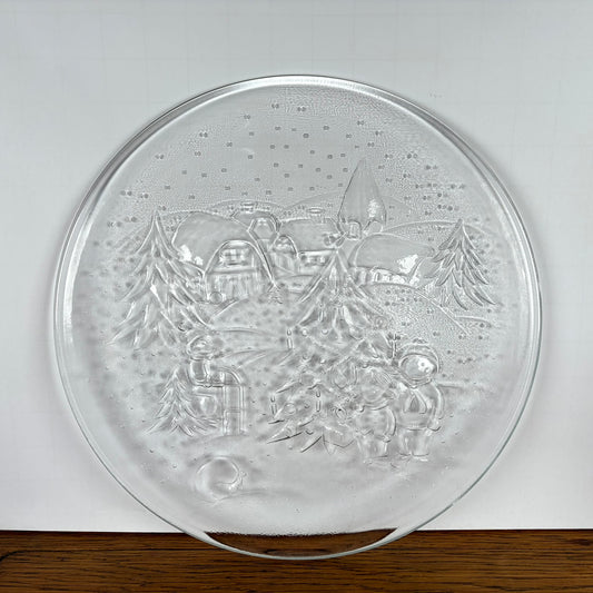 Glazen serveerschaal kerst