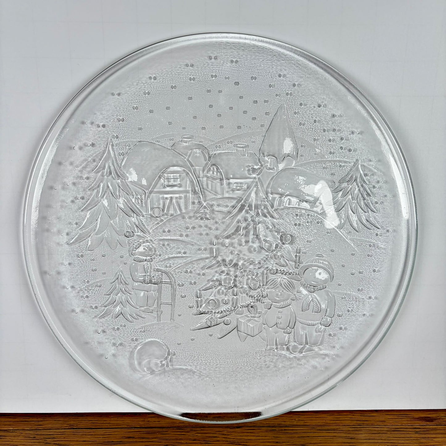 Glazen serveerschaal kerst