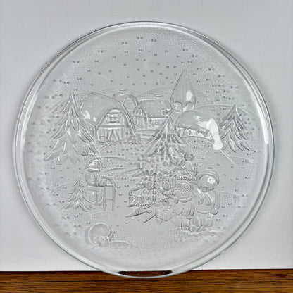 Glazen serveerschaal kerst