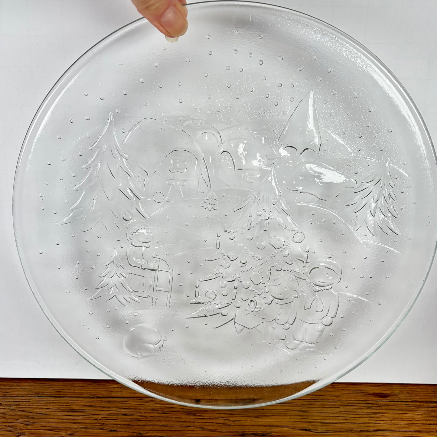 Glazen serveerschaal kerst